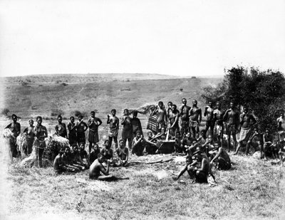 Group of Zulus having their Scouff by South African Photographer